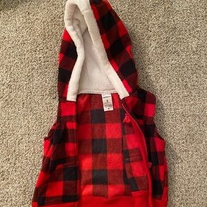 Red Buffalo sleeveless vest with fleece line hood from Carters